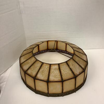 Lot 1047  Capiz Shell Lamp Shade  & Slagglass  Hanging Light