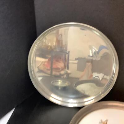 Lot 1050. Pheasant Tray/ Coasters, Round Pewter Tray, Heart Shaped Dish with Sterling Silver Base & Spoon