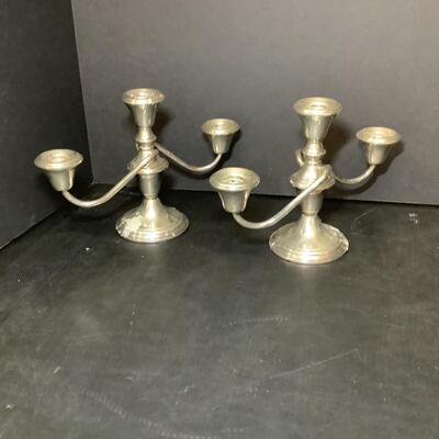 Lot 1051  Pair of Sterling Silver Candlesticks & Pair of Sterling Silver Candelabrum