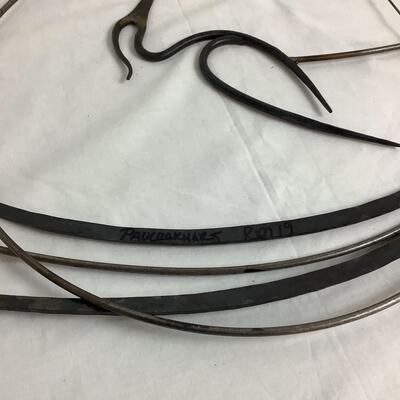 1005 Paul Lockhart Cattail & Heron Metal Sculpture