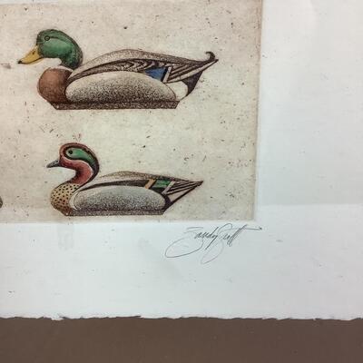 1006 Sandy Scott Hand Colored Copperplate Etching on French Rag Paper of Mallards & Teal Decoys - Signed & Numbered 46/100
