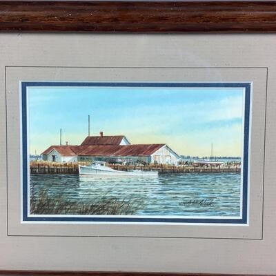 1008 Signed Keith Whitelock Original Watercolor "Red Roof Sheds"