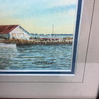 1008 Signed Keith Whitelock Original Watercolor "Red Roof Sheds"