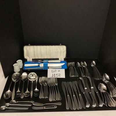 Lot 1058  Lot of Flatware ( 94 pcs ) / Mother of Pearl Handled Carving Set