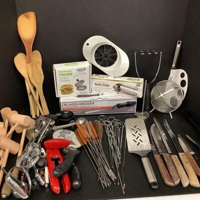 Lot 1081. Lot of Kitchen Utensils/ Crab Mallets / Knives / Fondu Forks  / More