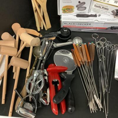 Lot 1081. Lot of Kitchen Utensils/ Crab Mallets / Knives / Fondu Forks  / More