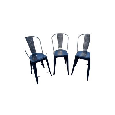 1069 Set of Three Black Steel Bar Stools