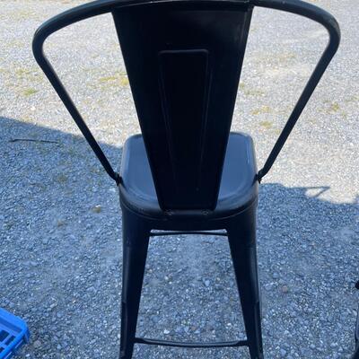 1069 Set of Three Black Steel Bar Stools