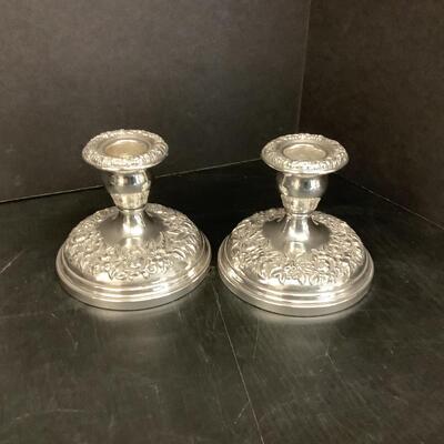 Lot 1084. S. Kirk & Son Oval Bowl & Candlesticks