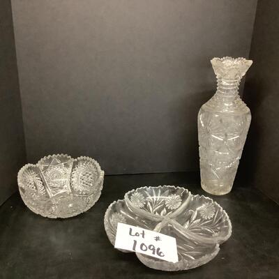 Lot 1096. Antique 3pc Cut Glass Lot