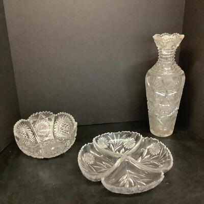 Lot 1096. Antique 3pc Cut Glass Lot