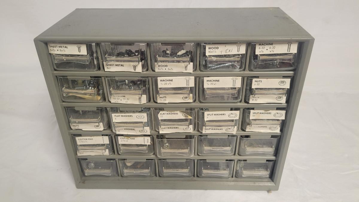 Gray nuts & bolts organizer