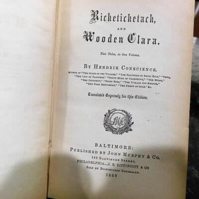 c.1869 Richetichetach & Wooden Clara by Hendrik Conscience Antique German Book