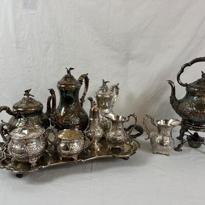 1091 Vintage Silverplate Reproduction of Old Sheffield Tea Set