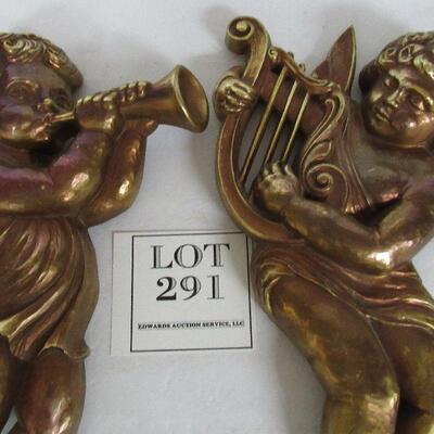 2 Large Vintage Syroco Angel Plaques, 1963