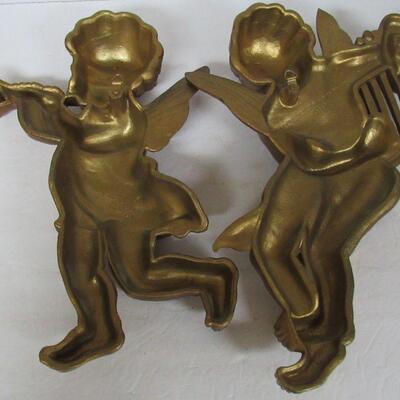 2 Large Vintage Syroco Angel Plaques, 1963