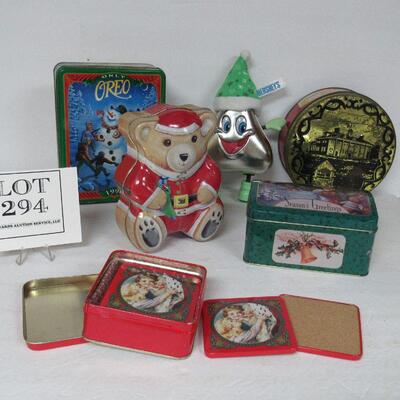 Lot of Christmas Tins and Coasters