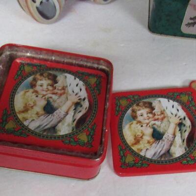 Lot of Christmas Tins and Coasters