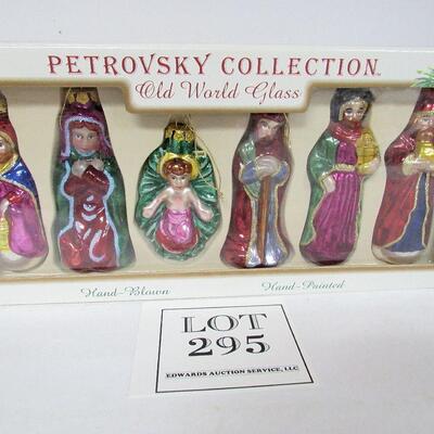 Set of Glass Christmas Nativity Ornaments In Box