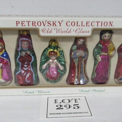 Set of Glass Christmas Nativity Ornaments In Box
