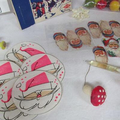 Lot of Older Christmas Decor, Candy Boxes, Santa Scraps, More