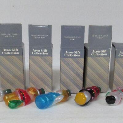 Older Avon Christmas Glass Light Covers Set