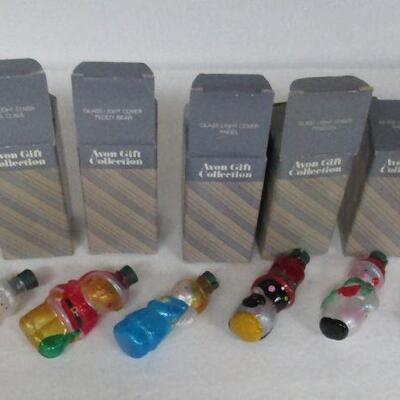 Older Avon Christmas Glass Light Covers Set