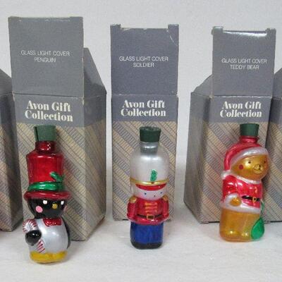 Partial Set Older Avon Christmas Glass Light Covers