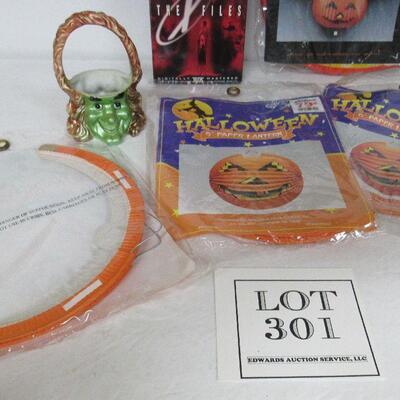 Lot of Halloween Decor and X Files VHS