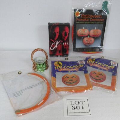 Lot of Halloween Decor and X Files VHS