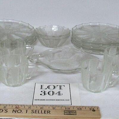 Large Lot Jeanette Glass Co Dew Drop Dishes, Depression Glass