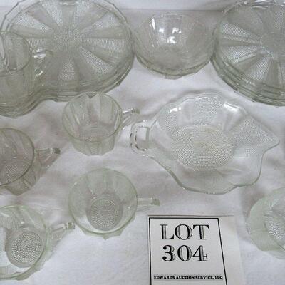Large Lot Jeanette Glass Co Dew Drop Dishes, Depression Glass