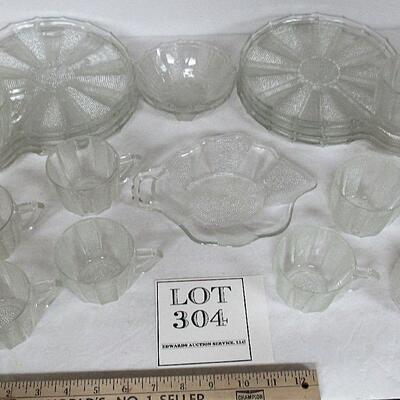Large Lot Jeanette Glass Co Dew Drop Dishes, Depression Glass