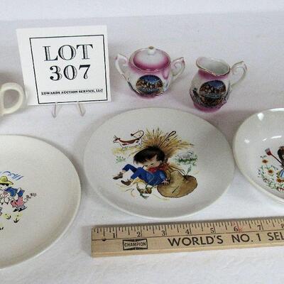Vintage Childs Dishes, Ridgeway Staffordshire, England, and USA WGR Advertising, and Mini Sugar/Creamer