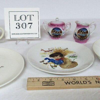 Vintage Childs Dishes, Ridgeway Staffordshire, England, and USA WGR Advertising, and Mini Sugar/Creamer