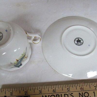 Vintage Royal Dover, England Kingfisher Cup and Saucer Set