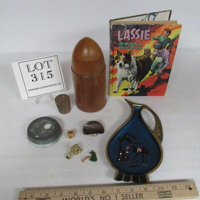 Lot of Stuff: MCM Tray, Bullet Pencil Holder, Lassie Book, More