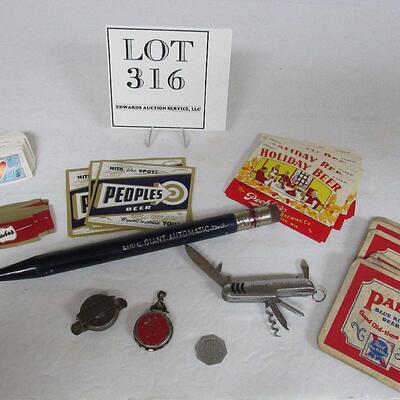 Original Antique Beer Bottle Labels, Huge Mechanical Pencil, United Jack Knife, More