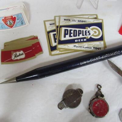 Original Antique Beer Bottle Labels, Huge Mechanical Pencil, United Jack Knife, More