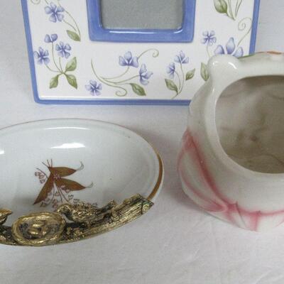 Lefton Soap Dish, Owl Planter and Hallmark Frame