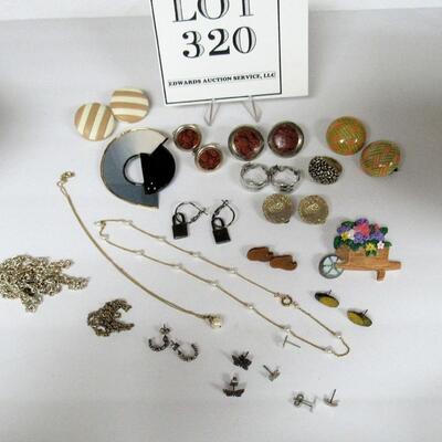 Costume Jewelry Lot: Earrings, Pins, Necklaces