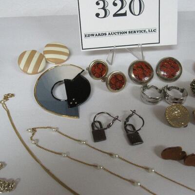 Costume Jewelry Lot: Earrings, Pins, Necklaces