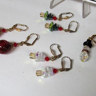 Pretty Crystal Christmas Earrings and Fancy Red Drop Earrings