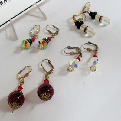 Pretty Crystal Christmas Earrings and Fancy Red Drop Earrings