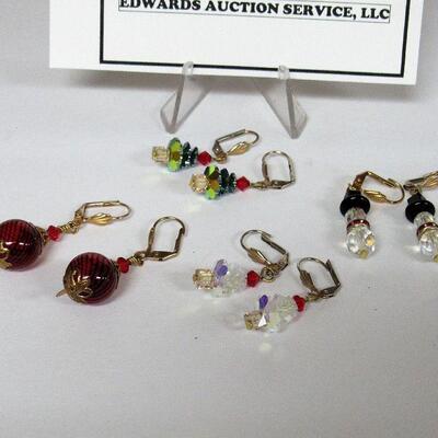 Pretty Crystal Christmas Earrings and Fancy Red Drop Earrings