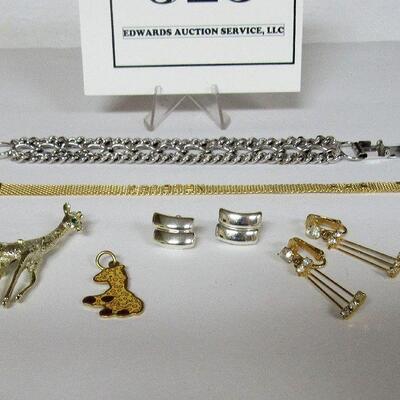 Costume Jewelry Lot, Bracelets, Giraffe Pins, Earrings