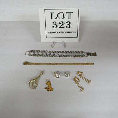 Costume Jewelry Lot, Bracelets, Giraffe Pins, Earrings