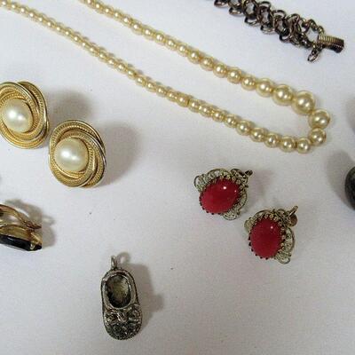 Lot of Vintage Jewelry, Faux Pearls, Bracelet, Lewis Segal Car Earrings, More