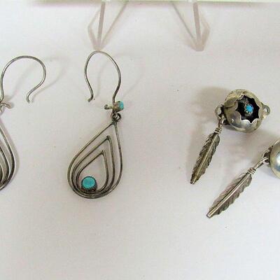 2 Pair Unmarked Native American Earrings