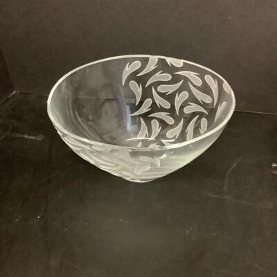 Lot 1098  Earth Spirits Ceramic Art Vase & Signed Oval Etched Glass Bowl